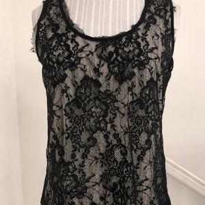 ROYAL UNDERGROUND Black Lace Over Rhinestone Top
